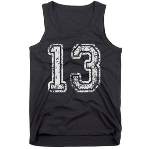 Team Jersey Uniforms Number 13 Thirteen School Sports Tank Top