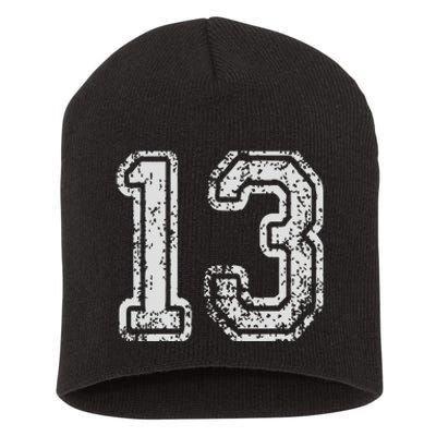 Team Jersey Uniforms Number 13 Thirteen School Sports Short Acrylic Beanie