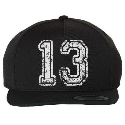 Team Jersey Uniforms Number 13 Thirteen School Sports Wool Snapback Cap