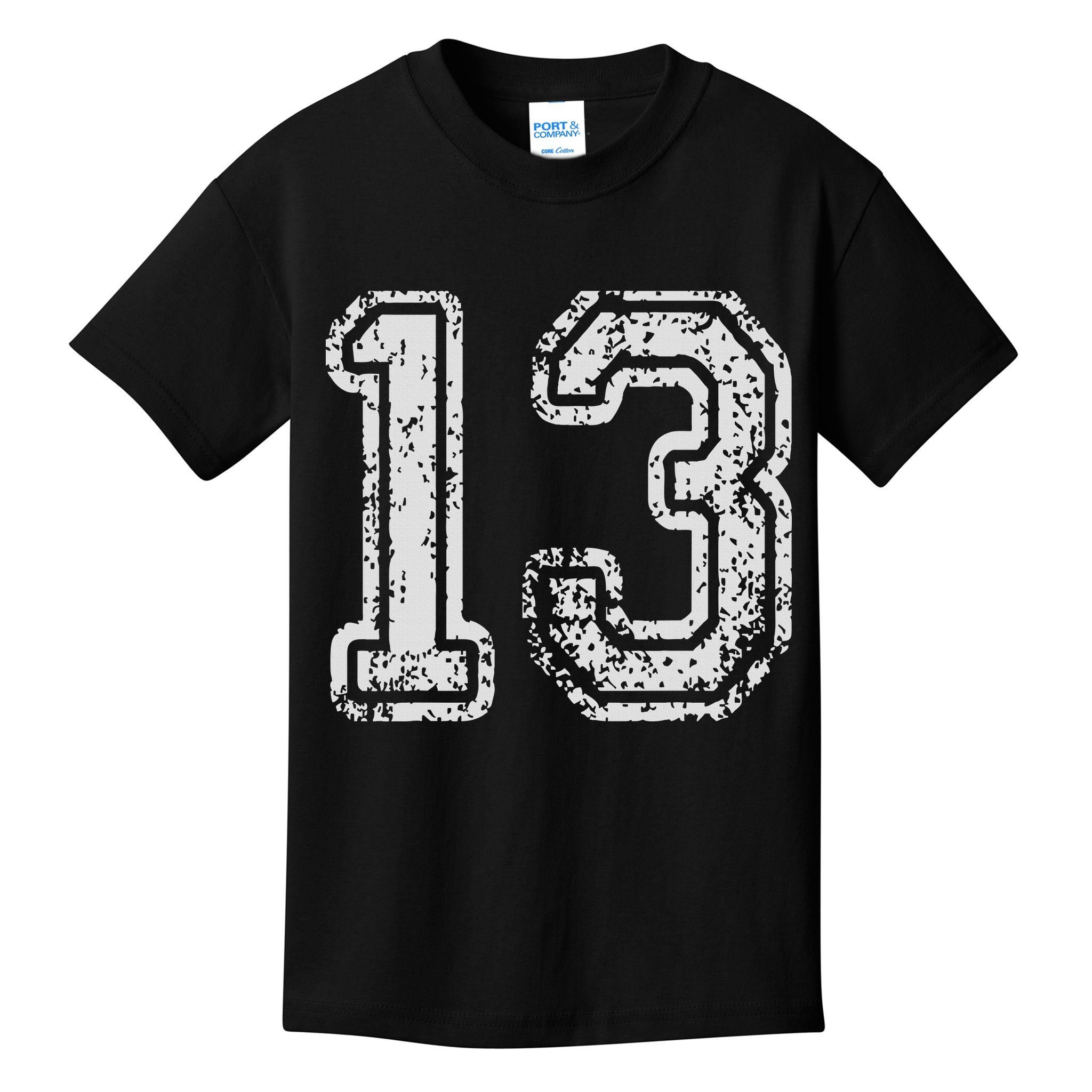 Team Jersey Uniforms Number 13 Thirteen School Sports Kids T-Shirt