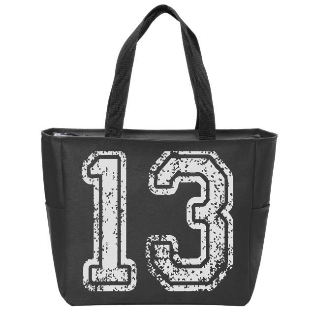 Team Jersey Uniforms Number 13 Thirteen School Sports Zip Tote Bag