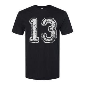 Team Jersey Uniforms Number 13 Thirteen School Sports Softstyle CVC T-Shirt