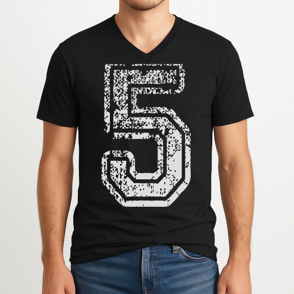 Team Jersey Uniforms Number 5 Five School Sports Birthdays V-Neck T-Shirt