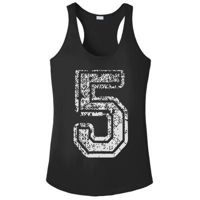 Team Jersey Uniforms Number 5 Five School Sports Birthdays Ladies PosiCharge Competitor Racerback Tank