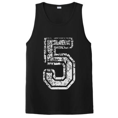 Team Jersey Uniforms Number 5 Five School Sports Birthdays PosiCharge Competitor Tank