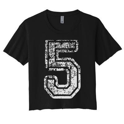 Team Jersey Uniforms Number 5 Five School Sports Birthdays Crop Top