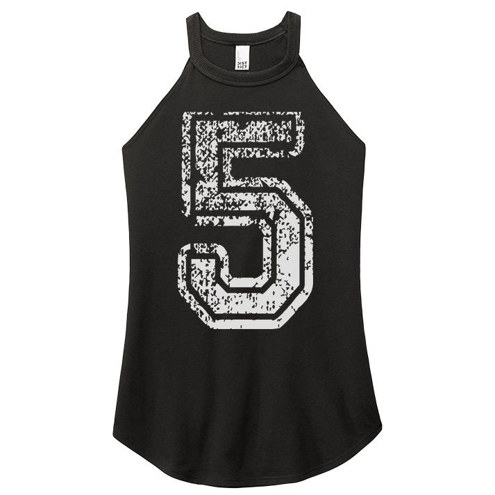 Team Jersey Uniforms Number 5 Five School Sports Birthdays Women's Perfect Tri Rocker Tank