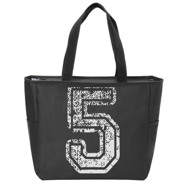Team Jersey Uniforms Number 5 Five School Sports Birthdays Zip Tote Bag