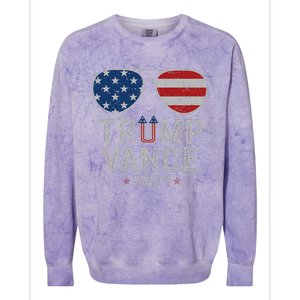 Trump Jd Vance 2024 Retro Stripe And Star Trump Vance 2024 Colorblast Crewneck Sweatshirt