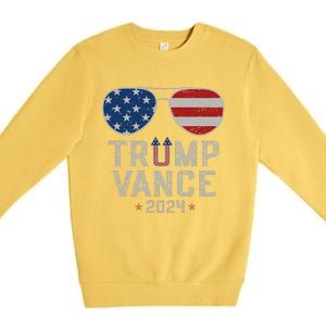 Trump Jd Vance 2024 Retro Stripe And Star Trump Vance 2024 Premium Crewneck Sweatshirt