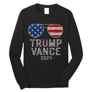 Trump Jd Vance 2024 Retro Stripe And Star Trump Vance 2024 Long Sleeve Shirt