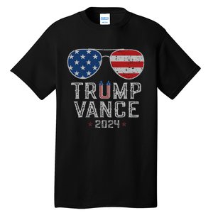 Trump Jd Vance 2024 Retro Stripe And Star Trump Vance 2024 Tall T-Shirt