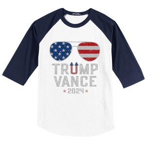 Trump Jd Vance 2024 Retro Stripe And Star Trump Vance 2024 Baseball Sleeve Shirt