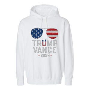 Trump Jd Vance 2024 Retro Stripe And Star Trump Vance 2024 Garment-Dyed Fleece Hoodie