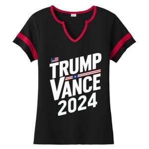 Trump J.D. Vance 2024 Trump Vance 2024 Retro Stripe Trump Jd Vance Ladies Halftime Notch Neck Tee