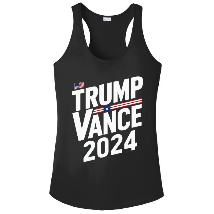 Trump J.D. Vance 2024 Trump Vance 2024 Retro Stripe Trump Jd Vance Ladies PosiCharge Competitor Racerback Tank