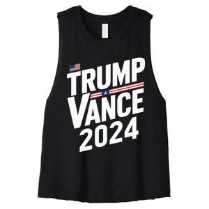 Trump J.D. Vance 2024 Trump Vance 2024 Retro Stripe Trump Jd Vance Women's Racerback Cropped Tank