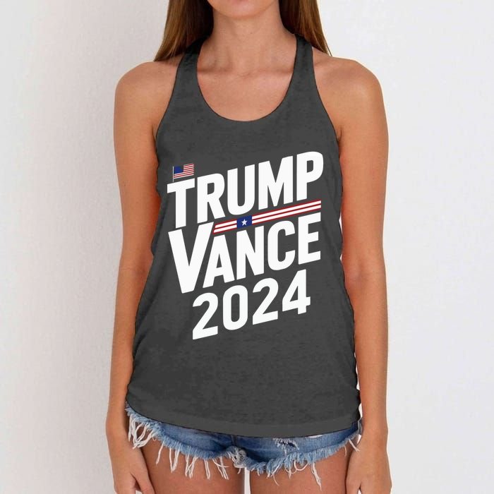 Trump J.D. Vance 2024 Trump Vance 2024 Retro Stripe Trump Jd Vance Women's Knotted Racerback Tank