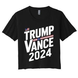 Trump J.D. Vance 2024 Trump Vance 2024 Retro Stripe Trump Jd Vance Women's Crop Top Tee