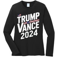 Trump J.D. Vance 2024 Trump Vance 2024 Retro Stripe Trump Jd Vance Ladies Long Sleeve Shirt