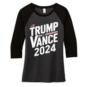 Trump J.D. Vance 2024 Trump Vance 2024 Retro Stripe Trump Jd Vance Women's Tri-Blend 3/4-Sleeve Raglan Shirt