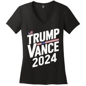 Trump J.D. Vance 2024 Trump Vance 2024 Retro Stripe Trump Jd Vance Women's V-Neck T-Shirt