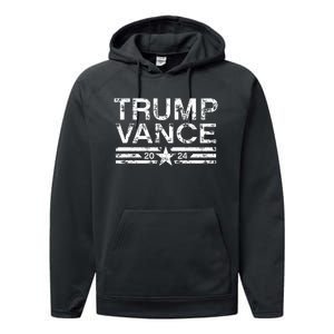 Trump J.D. Vance 2024 Retro Stripe Trump Vance Performance Fleece Hoodie