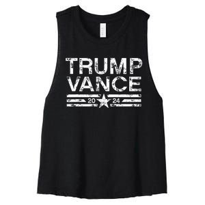 Trump J.D. Vance 2024 Retro Stripe Trump Vance Women's Racerback Cropped Tank