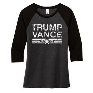 Trump J.D. Vance 2024 Retro Stripe Trump Vance Women's Tri-Blend 3/4-Sleeve Raglan Shirt