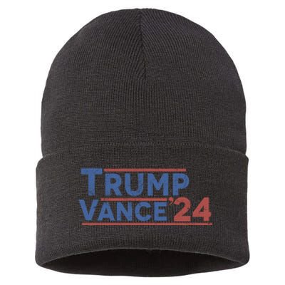 Trump J.D. Vance 2024 Trump Vance 2024 Retro Stripe Trump Jd Vance Sustainable Knit Beanie