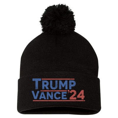 Trump J.D. Vance 2024 Trump Vance 2024 Retro Stripe Trump Jd Vance Pom Pom 12in Knit Beanie