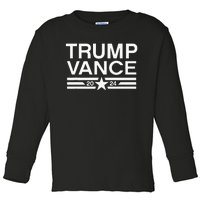 Trump Jd Vance 2024 Retro Stripe Bold Trump Vance Toddler Long Sleeve Shirt