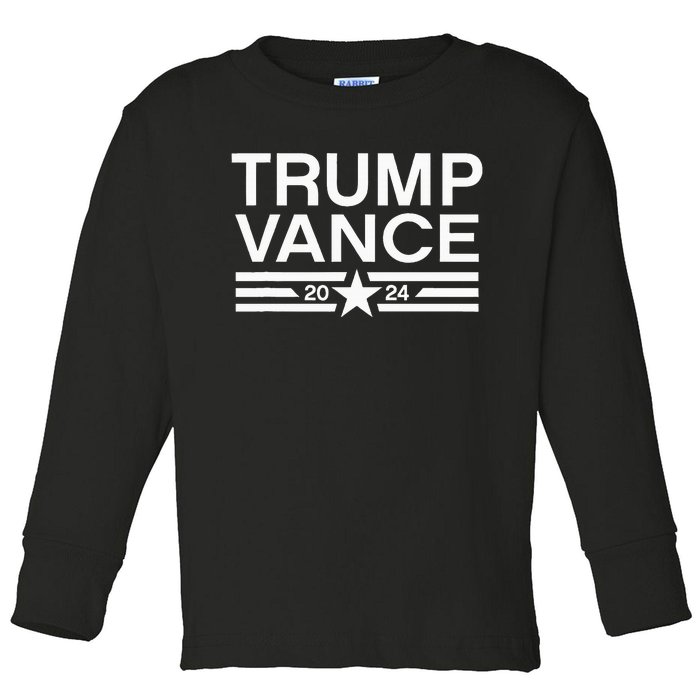 Trump Jd Vance 2024 Retro Stripe Bold Trump Vance Toddler Long Sleeve Shirt