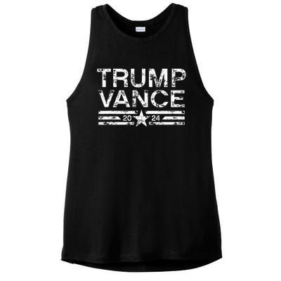 Trump Jd Vance 2024 Bold Retro Stripe Star Trump Vance 2024 Ladies PosiCharge Tri-Blend Wicking Tank