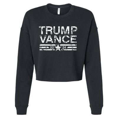 Trump Jd Vance 2024 Bold Retro Stripe Star Trump Vance 2024 Cropped Pullover Crew