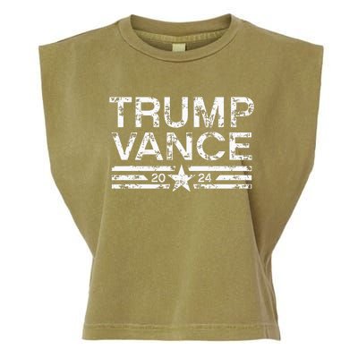 Trump Jd Vance 2024 Bold Retro Stripe Star Trump Vance 2024 Garment-Dyed Women's Muscle Tee