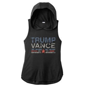 Trump Jd Vance 2024 Retro Stripe Trump Vance Ladies PosiCharge Tri-Blend Wicking Draft Hoodie Tank