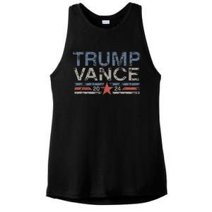 Trump Jd Vance 2024 Retro Stripe Trump Vance Ladies PosiCharge Tri-Blend Wicking Tank