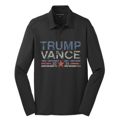 Trump Jd Vance 2024 Retro Stripe Trump Vance Silk Touch Performance Long Sleeve Polo