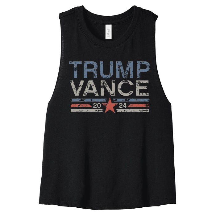 Trump Jd Vance 2024 Retro Stripe Trump Vance Women's Racerback Cropped Tank