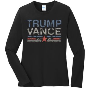 Trump Jd Vance 2024 Retro Stripe Trump Vance Ladies Long Sleeve Shirt