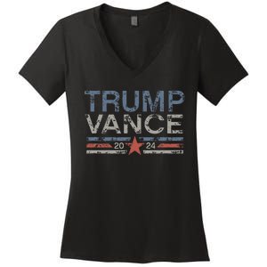 Trump Jd Vance 2024 Retro Stripe Trump Vance Women's V-Neck T-Shirt