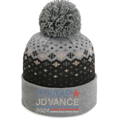 Trump Jd Vance 2024 Retro Stripe Trump Vance The Baniff Cuffed Pom Beanie