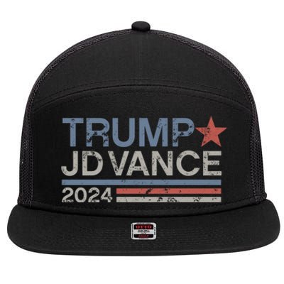 Trump Jd Vance 2024 Retro Stripe Trump Vance 7 Panel Mesh Trucker Snapback Hat