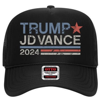 Trump Jd Vance 2024 Retro Stripe Trump Vance High Crown Mesh Back Trucker Hat