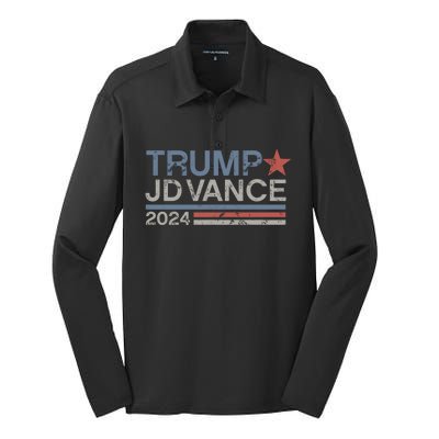 Trump Jd Vance 2024 Retro Stripe Trump Vance Silk Touch Performance Long Sleeve Polo