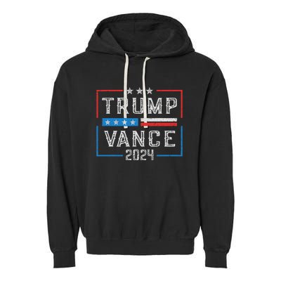 Trump Jd Vance 2024 Stripe And Star Garment-Dyed Fleece Hoodie