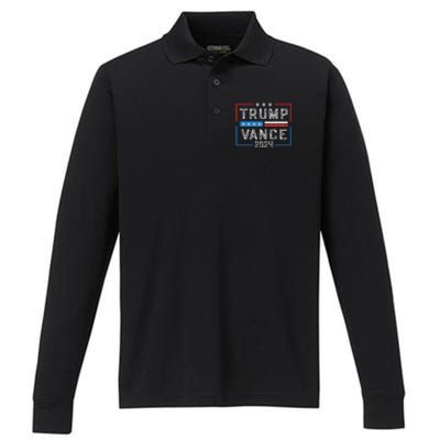 Trump Jd Vance 2024 Stripe And Star Performance Long Sleeve Polo