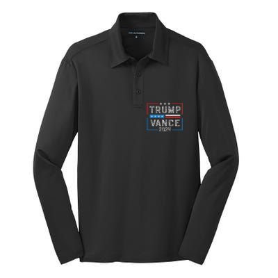 Trump Jd Vance 2024 Stripe And Star Silk Touch Performance Long Sleeve Polo