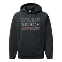 Trump Jd Vance 2024 Retro Stripe And Star Performance Fleece Hoodie